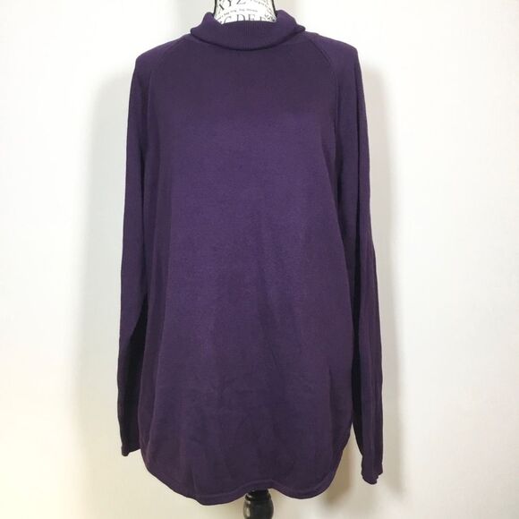 Sweaters - Purple knit sweater roll neck cozy winter cabincore layering lagenlook sz M